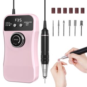 NEXPURE Portable Nail Drill Professional 35000 RPM Rechargeable Efile for Acrylic Nails Gel Polishing Removing, Salon Home Nail Drill Kits, Pink