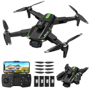 FEBFOXS F166 Drone with Camera 4k for Adults, Dual HD Cameras with 90°Adjustable Lens, Foldable Drone for Kids and Beginners, Brushless Motor, Obstacle Avoidance Mode