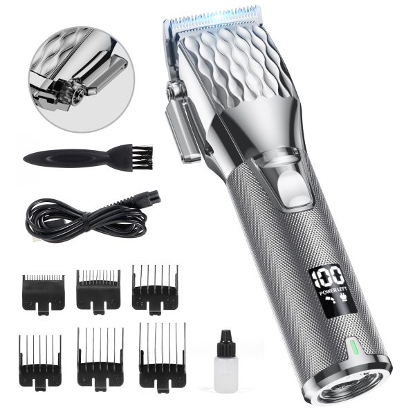 Febfoxs Hair Clippers for Men Professional - Cordless Barber Clippers for Hair Cutting, LCD Display & Travel Storage Case, Haircut Shawl