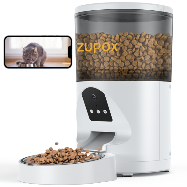 Automatic Cat Feeder, WiFi Automatic Cat Food Dispenser with 1080P Camera, Timed  Cat Feeder with APP Control for Remote Feeding, 6L Automatic Pet Feeder for Cat Dog