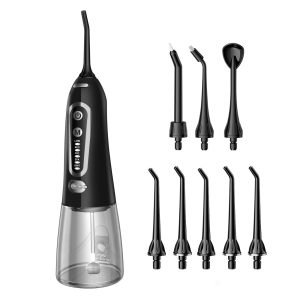 NEXPURE Cordless Water Flosser - 8 Jet Tips, 5 Modes, 300ML, IPX7 Waterproof, Portable Rechargeable Oral Irrigator for Home & Travel - Gums, Orthodontic, Braces Care, Black