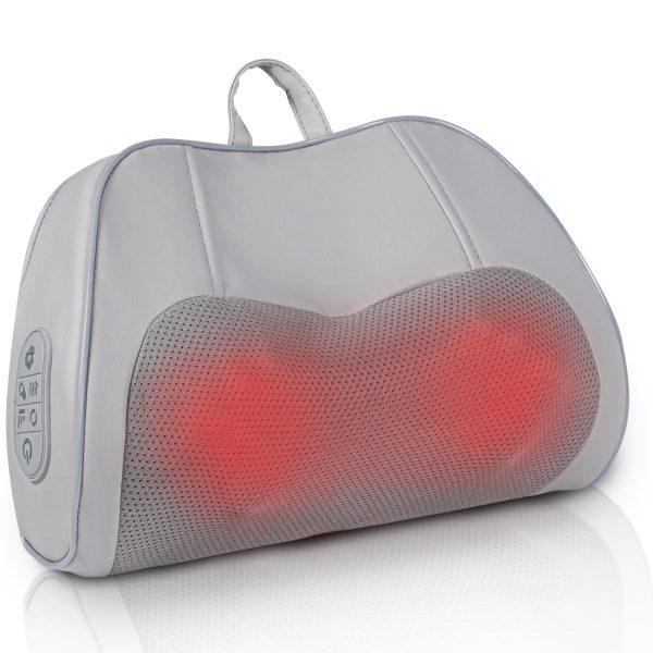 FEBFOXS Back Massager with Heat - Shiatsu Back and Neck Massage Pillow for Pain Relief - Deep Tissue Kneading Massage for Shoulders, Lower Back, Legs, Home Office and Car Use, Gray