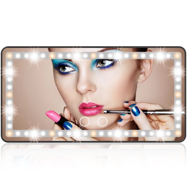 NEXPURE Car Visor Makeup Mirror, Touch Screen Dimmable, Rechargeable Makeup Mirror with 3 Light Modes, Universal Lighted Mirror for Cars
