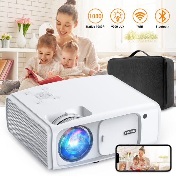 5G Wifi Bluetooth Projector, Native 1080P Projector with Carrying Bag, 4K and 250" Display Supported Movie Projector, 400 ANSI Lumen Home Theater Projector Compatible with Phone/PC/DVD/PS5