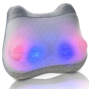 FEBFOXS Back Massager with Heat - Shiatsu Shoulder Neck Back Massage Pillow - Deep Tissue Kneading Massage for Pain Relief - Stress Relax at Home Office and Car, Gray
