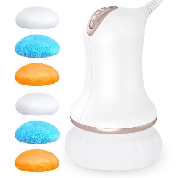 NEXPURE Body Sculpting Machine - Professional Cellulite Massager with 6 Washable Pads, Handheld Vibrosculpting for Belly, Waist, Arm, Leg, Butt (White)