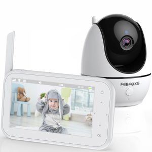 Febfoxs 1080P Baby Monitor with Camera and Audio, 4.3" LCD Display Video Baby Monitor with Pan & Tilt & Zoom Camera, Two-Way Talk, Auto Night Vision, VOX Mode, Temperature Sensor, No Wifi