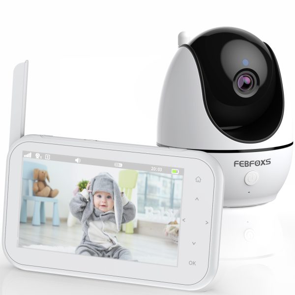 Febfoxs 1080P Baby Monitor with Camera and Audio, 4.3" LCD Display Video Baby Monitor with Pan & Tilt & Zoom Camera, Two-Way Talk, Auto Night Vision, VOX Mode, Temperature Sensor, No Wifi
