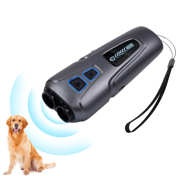 Dog Bark Deterrent Devices, Dog Barking Control Devices, Anti Bark Device for Dogs, Ultrasonic Rechargeable Dog Silencer with LED Flashlight,Gray