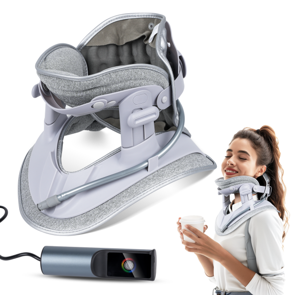 NEXPURE Cervical Neck Traction Device - 3 Settings Adjustable, 8 Built-in Airbags for Neck Pain Relief and Relaxation,Blue