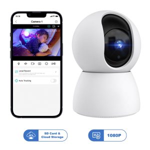 Febfoxs Baby Monitor Security Camera, WiFi Indoor Camera, 360-Degree Smart 1080P Pet Camera for Home Security and Nanny Elderlywith Motion Detection, Night Vision, Two-Way Audio