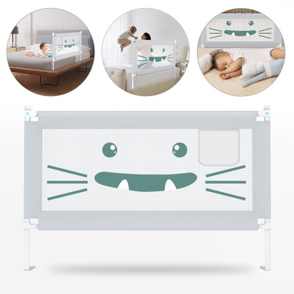 FEBFOXS 59" Toddler Bed Rails, Bed Rail for Toddlers, 30 Levels of Height Adjustment Baby Bed Rail Guard, Foldable Safety Baby Crib Rail for Children (Grey, 1 Side)
