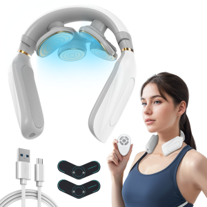 Neck Massager with Heat, NEXPURE Cordless & Portable Neck Massager, 3 Modes &15 Levels, Relieve Pain and Reduce Fatigue, Relax Gift for Dad/Mom, White