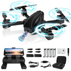 Febfoxs GPS Drone with Camera 4K UHD for Adults, Auto Return Home, 5G Wifi Transmission with 2 Batteries, Black