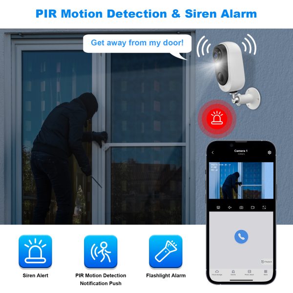 Febfoxs Wireless Security Cameras Outdoor with Spotlight, 2K WiFi Cameras for Home Security System, Surveillance Camera with Color Night Vision, IP65 Weatherproof, 2-Way Talk, PIR Motion Detection - 图片 3