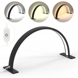 NEXPURE LED Nail Lamp - Half Moon Nail Desk Light, 3 Color Modes for Eyelashes, Tattoos, Crafts, Black