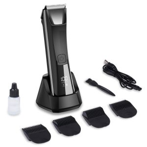 FEBFOXS Bikini Trimmer,Pubic Hair Trimmer& Groin Ball Shaver for Women and Men, IPX5 Waterproof Electric Body Trimmer, USB Recharge Dock, LED Light & Display