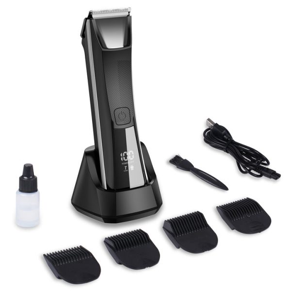 FEBFOXS Bikini Trimmer,Pubic Hair Trimmer& Groin Ball Shaver for Women and Men, IPX5 Waterproof Electric Body Trimmer, USB Recharge Dock, LED Light & Display