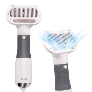 Pet Hair Dryer, 2 in 1 Dog Blow Dryer Pet Dryers Grooming with Slicker Brush with 2 Temperatures Settings