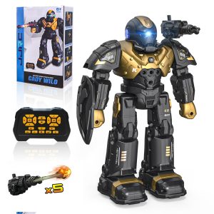 Febfoxs RC Toy Robot, Kids Smart RC Robot Toy Mini Robot Talking Singing Dancing Interactive Touch Sensor Infant Toddler Children Robotics with Remote Control for Kids 3-10 Years, Gold
