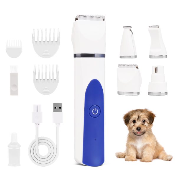 Dog Clippers, Low Noise Dog Grooming Clippers Rechargeable Cordless Dog Grooming Kit for Dogs Cats Pets, White