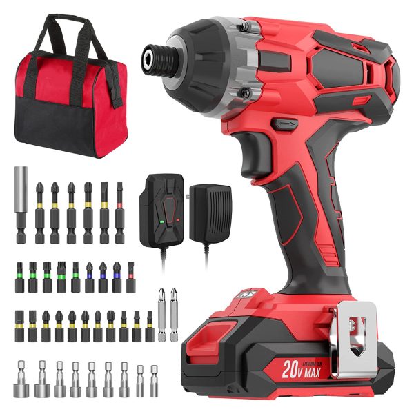 Febfoxs Brushless Drill Bit Set,24V Impact Drill,18+1 Torque Setting,Variable Speed,Power Drill Set with Tool Case,Battery,Charger & Drill Bit Set-Lightweight Screwdriver Drill,Red