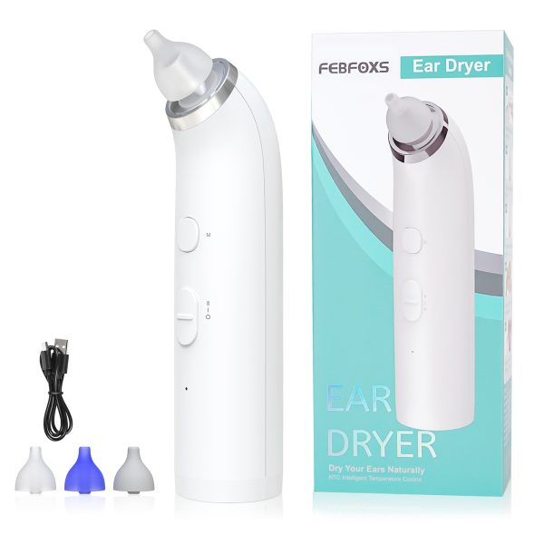 Febfoxs Ear Dryer - Electronic Air Dryer, Two Speed Switch (Cold/Hot), 3 Extra Ear Tips for Water Activities