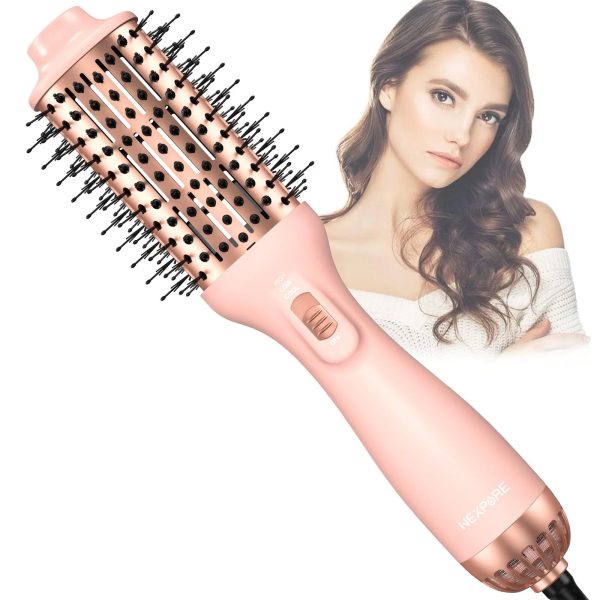 NEXPURE Hair Dryer Brush, 4 in 1 Blow Dryer Brush and Styler Volumizer with Negative Ion Ceramics Barrel, Professional Salon Hot Air Brush for All Hair Types, Pink