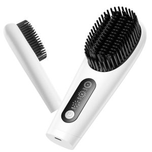 NEXPURE Hair Straightener Brush, Negative Ionic Ceramics Cordless Hair Straightener Comb with LED Display, Fast Heating Suitable for Travel and Home Use