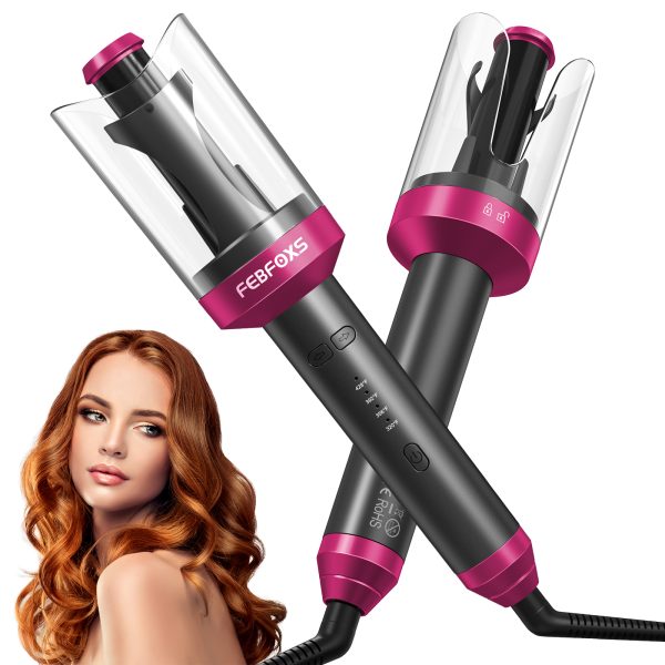 Febfoxs Curling Iron Professional,Curling Irons,with 3" Large Rotating Barrel & 4 Temps , Salon Curl Hair, Auto Shut-off, 30S Fast Heating, Grey