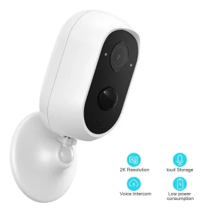 Febfoxs Wireless Security Camera, 2K WiFi Camera with Outdoor Night Vision, IP65 Outdoor Waterproof Camera for Home Security System, Surveillance Camera with PIR Motion Sensor, 2 Way Audio