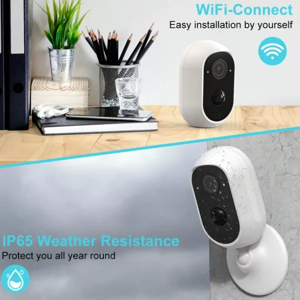 Febfoxs Wireless Security Camera, 2K WiFi Camera with Outdoor Night Vision, IP65 Outdoor Waterproof Camera for Home Security System, Surveillance Camera with PIR Motion Sensor, 2 Way Audio - 图片 2