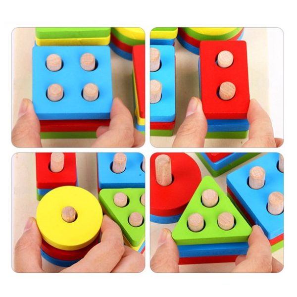 2023 Febfoxs Toy House,Shape Sorter,5 Pcs,5.9" Height,Kids Toys for Ages 3 up,Multi-Color - Image 3