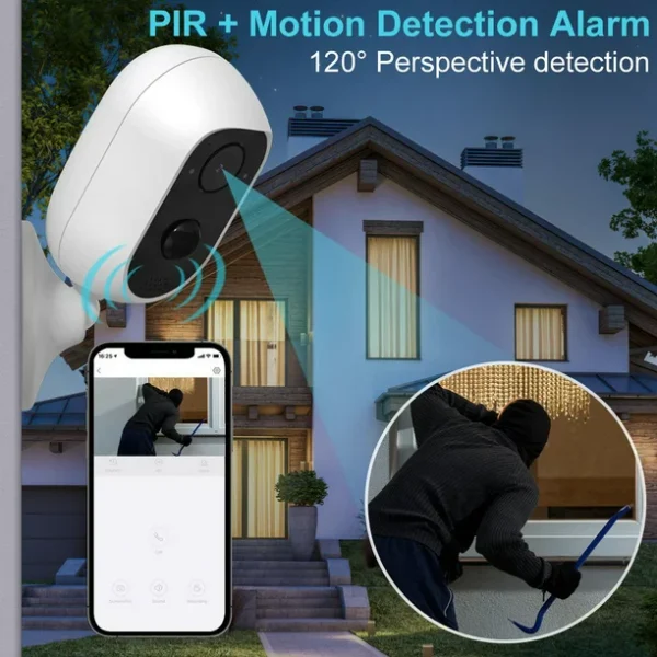 Febfoxs Wireless Security Camera, 2K WiFi Camera with Outdoor Night Vision, IP65 Outdoor Waterproof Camera for Home Security System, Surveillance Camera with PIR Motion Sensor, 2 Way Audio - 图片 4