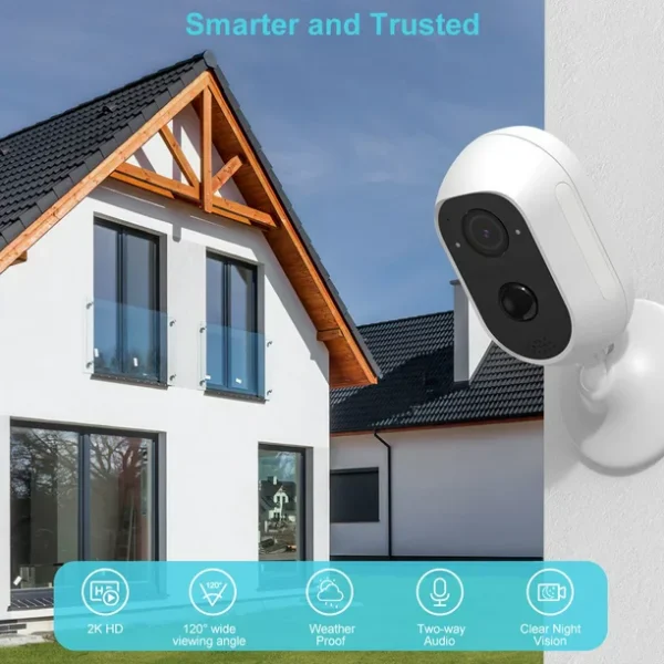 Febfoxs Wireless Security Camera, 2K WiFi Camera with Outdoor Night Vision, IP65 Outdoor Waterproof Camera for Home Security System, Surveillance Camera with PIR Motion Sensor, 2 Way Audio - 图片 5