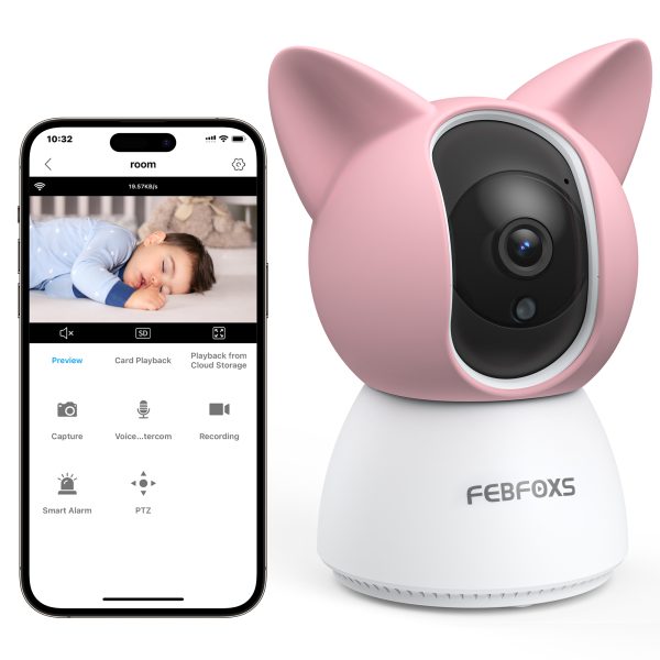 Febfoxs 2K Baby Monitor, 5G&2.4G Home Security Camera, Baby Camera, Motion Detection, 2-Way Audio, Night Vision for Baby and Pet Monitor