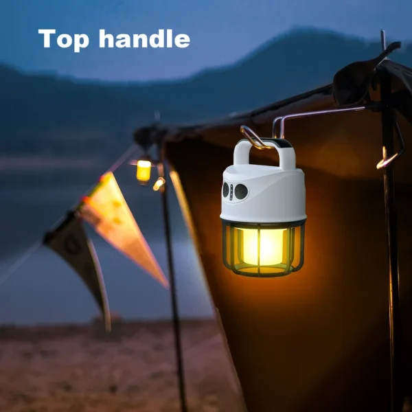 1000lm Camping Lantern, 6 Light Modes Camping Light LED Flashlight Lantern Hurricane for Emergency Outage，White - 图片 4