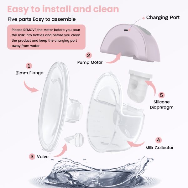 FEBFOXS Double Breast Pump, 2Pcs Hands-Free Breast Pump with 4 Mode & 12 Levels, Electric Wearable Pumps with Gift Box & 17/19/21mm Flanges, Low Noise Painless Leak-Proof Design - 图片 2
