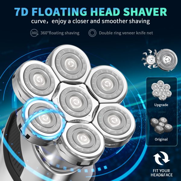 NEXPURE 7D Head Shaver,5 in 1 Bald Head Shavers,LED Display, Waterproof Wet/Dry Mens Grooming Kit - Image 3