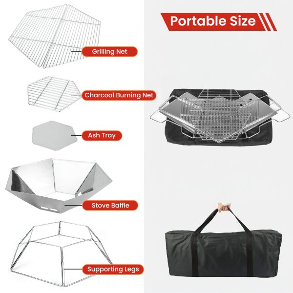 Charcoal Barbecue Grill, Folding Portable BBQ Grill, Stainless Steel Charcoal Stove for Home Party Outdoor - 图片 6