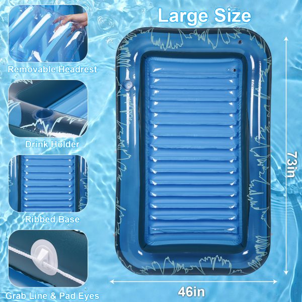 Inflatable Tanning Pool Lounger Float, Extra Large Suntan Sun Tan tub for Adults & Kids, Tanning chair, Bed Blow up, Raft Lounge Floatie - Image 5