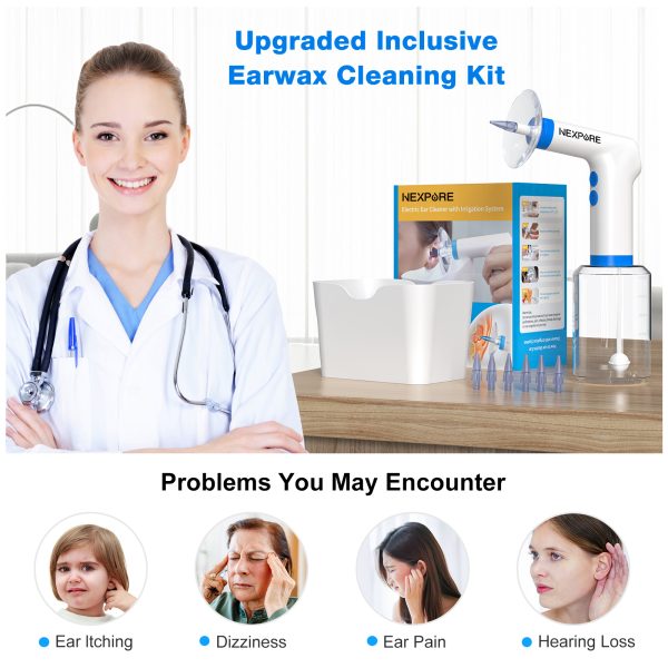 NEXPURE Ear Wax Removal, Ear Cleaning Kit,4 Cleaning Modes, One-Touch Start Water Spray,5 Ear Tips & Ear Basin - 图片 2
