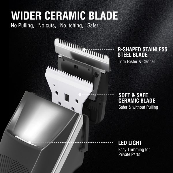 FEBFOXS Bikini Trimmer,Pubic Hair Trimmer& Groin Ball Shaver for Women and Men, IPX5 Waterproof Electric Body Trimmer, USB Recharge Dock, LED Light & Display - 图片 2