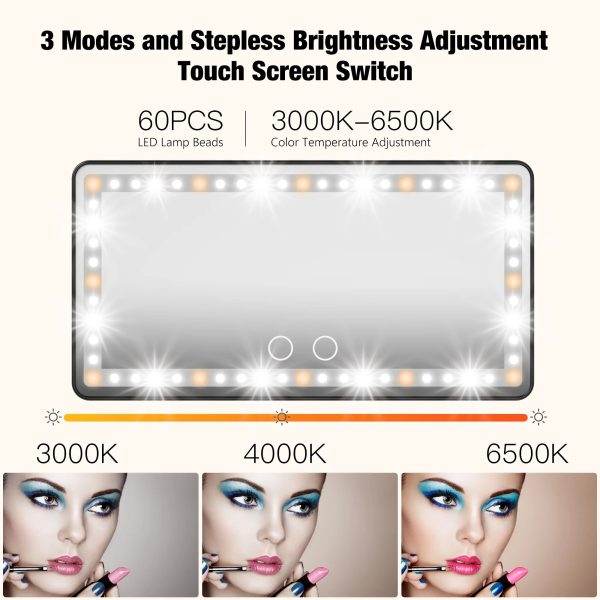 NEXPURE Car Visor Makeup Mirror, Touch Screen Dimmable, Rechargeable Makeup Mirror with 3 Light Modes, Universal Lighted Mirror for Cars - Image 3
