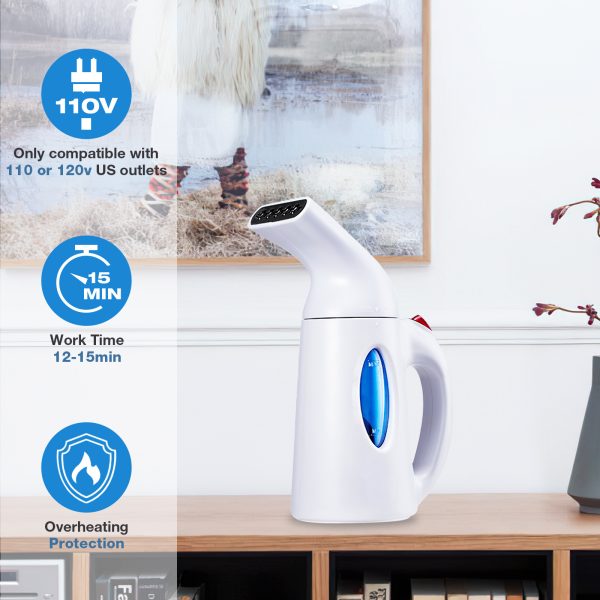 Febfoxs Steamer for Clothes,700w Extreme Steam Hand Held Fabric Steamer,Auto Shut-off Function,Wrinkles/Steam/Soften/Clean/Sterilize,White - 图片 3