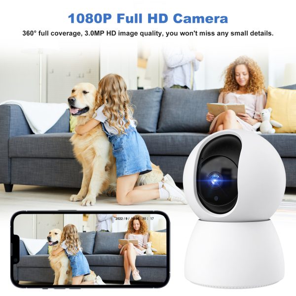 Febfoxs Baby Monitor Security Camera, WiFi Indoor Camera, 360-Degree Smart 1080P Pet Camera for Home Security and Nanny Elderlywith Motion Detection, Night Vision, Two-Way Audio - 图片 2