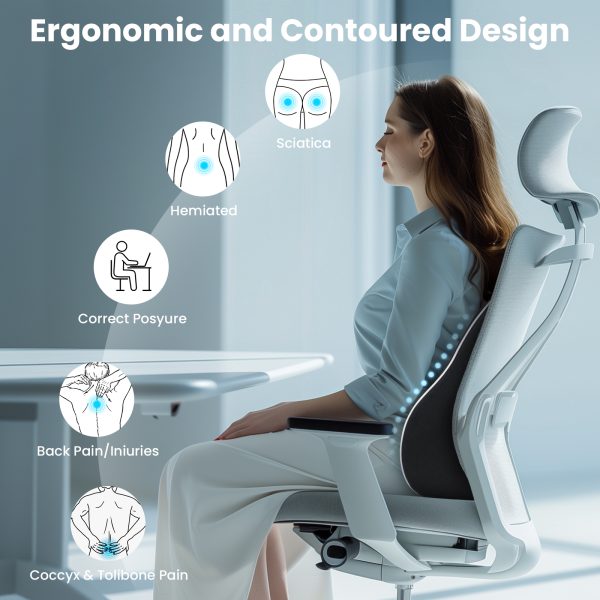 NEXPURE Lumbar Support Pillow, Soft Comfort Back Support Pillow for Office Chair, Car, Sofa - Black - Image 2