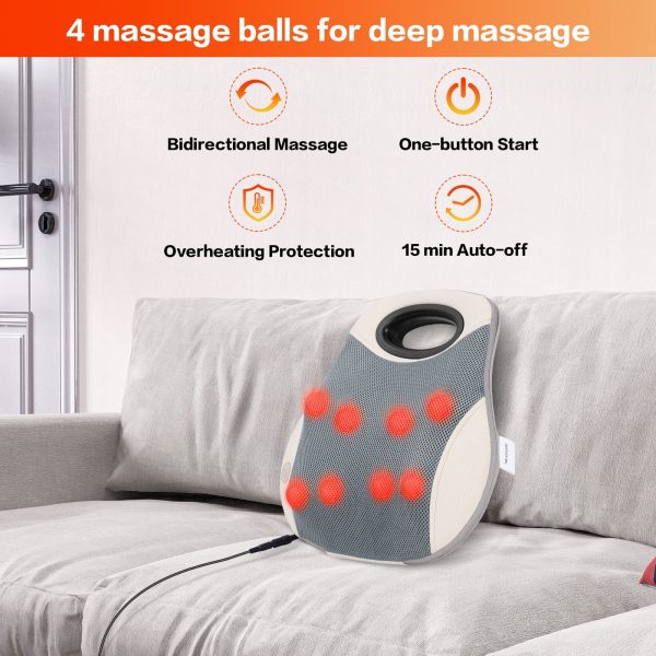 NEXPURE Back Massager with Heat, Shiatsu Shoulder and Neck Massager, 3D Kneading Massage Relieves Deep Muscle Tissue Pain, Suitable for Gifts for Mom and Dad, Gray - Image 2