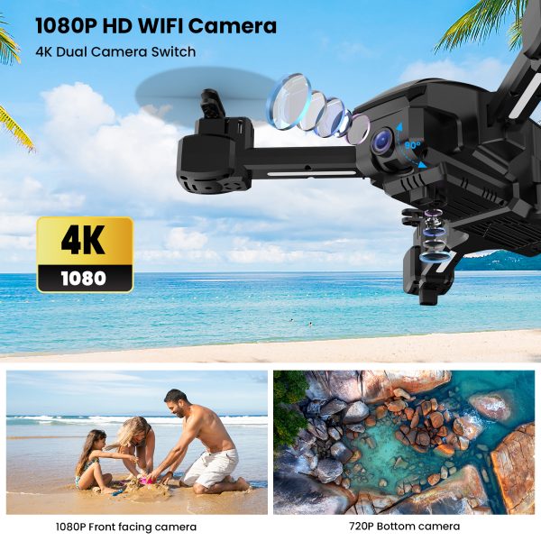 Febfoxs GPS Drone with Camera 4K UHD for Adults, Auto Return Home, 5G Wifi Transmission with 2 Batteries, Black - 图片 3