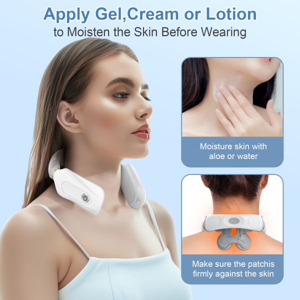 Neck Massager with Heat, NEXPURE Cordless & Portable Neck Massager, 3 Modes &15 Levels, Relieve Pain and Reduce Fatigue, Relax Gift for Dad/Mom, White - 图片 2